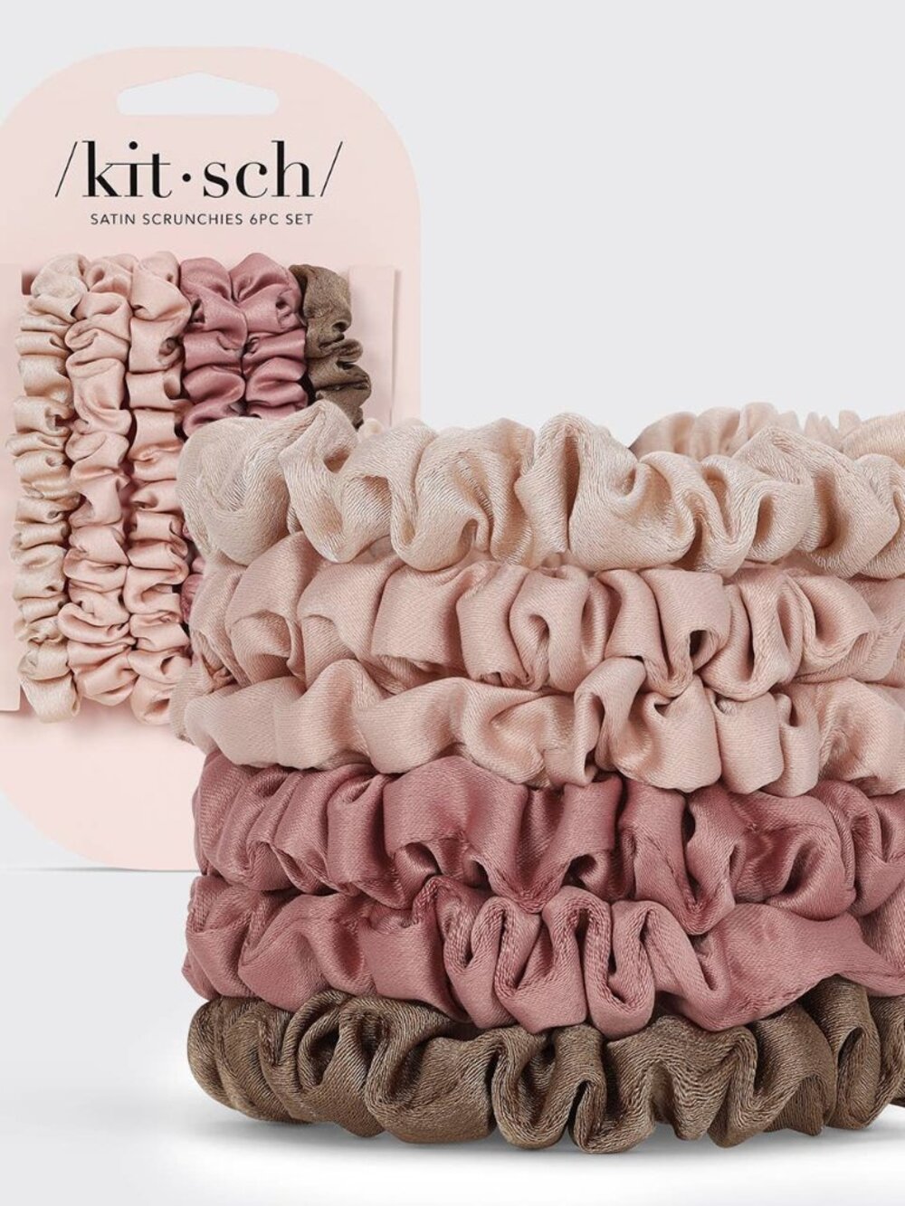 Ultra Petite Satin 6 Pc Scrunchies Set, Terracotta Mix
